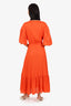 Maje Orange Glittery Wrap Ruffled Maxi Dress Size 42