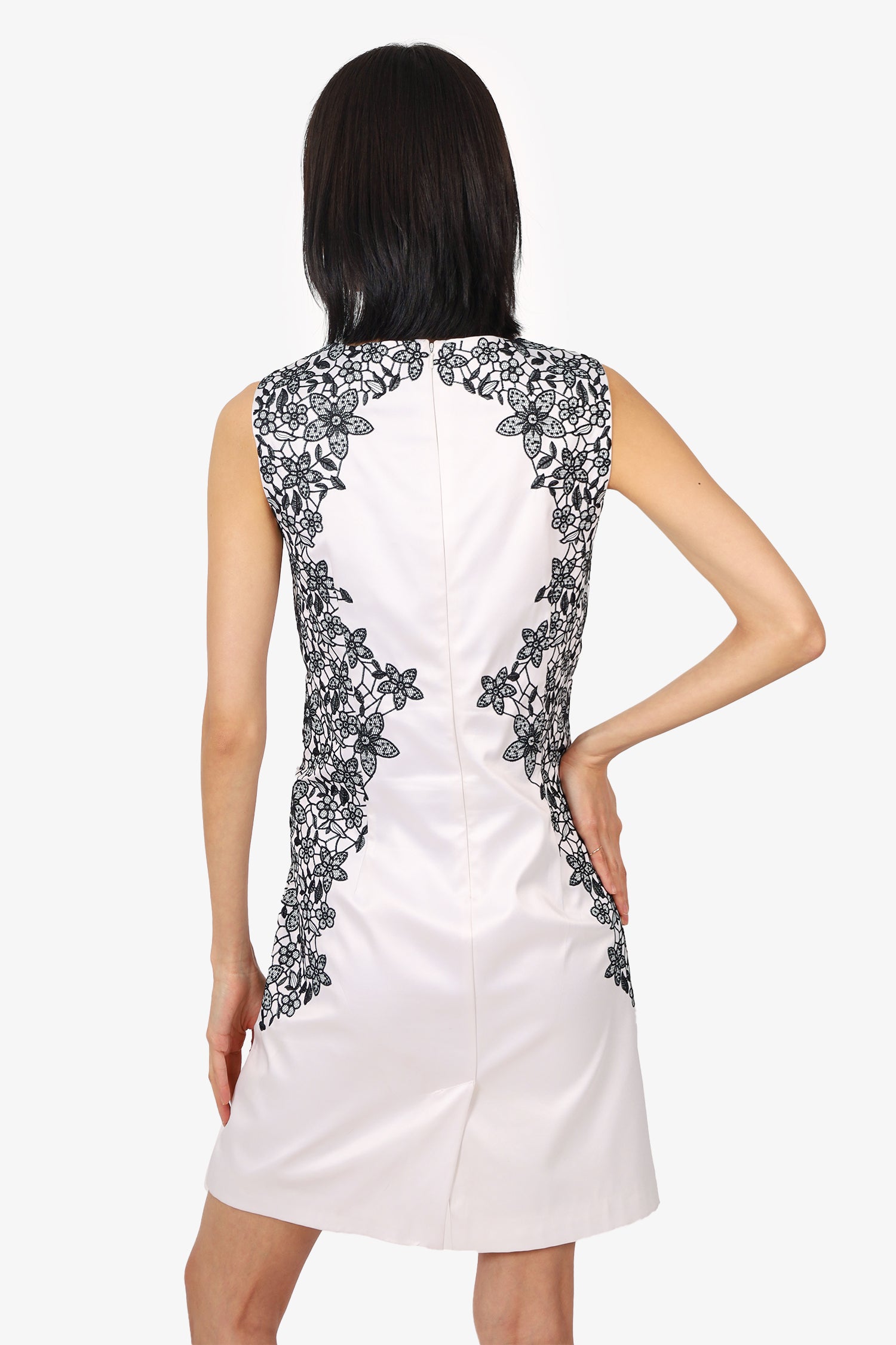 Karen Millen White/Black Floral Lace Detail Dress Size 12 Mine & Yours Karen Millen White/Black Floral Lace Detail Dress Size 12 Mine & Yours