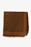 Louis Vuitton Brown Metallic Silk/Wool Monogram Scarf