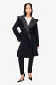 Louis Vuitton Black Wool Monogram Hooded Wrap Coat Size 34