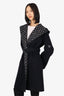 Louis Vuitton Black Wool Monogram Hooded Wrap Coat Size 34