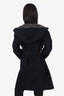 Louis Vuitton Black Wool Monogram Hooded Wrap Coat Size 34