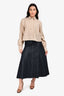 Emilia Wickstead Dark Denim Belted Midi Skirt Size 4