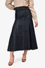 Emilia Wickstead Dark Denim Belted Midi Skirt Size 4