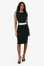 Mugler Black/ White Accent Sleeveless Midi Dress Size 40