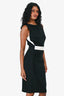 Mugler Black/ White Accent Sleeveless Midi Dress Size 40