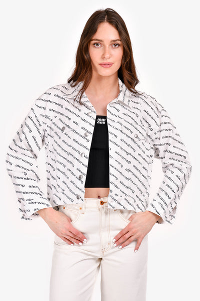 Alexander Wang White Falling Back Logo Denim Jacket Size XS – Mine