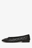Pre-Loved Chanel™ Black Leather Quilted CC Ballet Flat Size 38.5