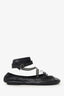 Valentino Garavani Black Crackled Calfskin Rockstud Chain Ankle Ballerina Flats Size 38.5