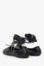 Valentino Garavani Black Crackled Calfskin Rockstud Chain Ankle Ballerina Flats Size 38.5