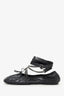 Valentino Garavani Black Crackled Calfskin Rockstud Chain Ankle Ballerina Flats Size 38.5