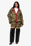 Gucci Black/Gold/Red Metallic Thread Animal Print Boyfriend Cardigan Size XXS