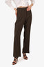 Victoria Beckham Khaki Green Straight Leg Trousers Size 8