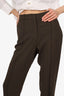 Victoria Beckham Khaki Green Straight Leg Trousers Size 8