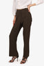 Victoria Beckham Khaki Green Straight Leg Trousers Size 8