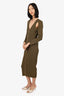 Balmain Green Cut-out Ribbed Knit Zip-Up Dress Size 42
