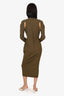 Balmain Green Cut-out Ribbed Knit Zip-Up Dress Size 42