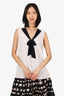 St. John White/Black Silk Bow Detail Sleeveless Top Size M