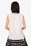 St. John White/Black Silk Bow Detail Sleeveless Top Size M