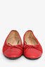 Pre-Loved Chanel™ Red Tweed Cap Toe Ballet Flats Size 36.5