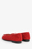 Pre-Loved Chanel™ Red Tweed Cap Toe Ballet Flats Size 36.5