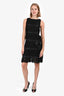 Pre-Loved Chanel™ Black Wool Lace Pleated Ribbon Detail Dress Size 38