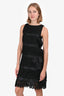 Pre-Loved Chanel™ Black Wool Lace Pleated Ribbon Detail Dress Size 38