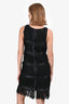 Pre-Loved Chanel™ Black Wool Lace Pleated Ribbon Detail Dress Size 38