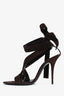 Saint Laurent Brown Suede Criss Cross Stap Sandal Size 37.5