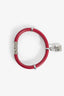 Louis Vuitton Red Leather Logo Lock Bracelet