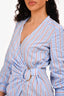 Veronica Beard Blue Cotton Red/White Striped Long Sleeve Midi Dress Size 6