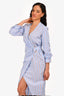 Veronica Beard Blue Cotton Red/White Striped Long Sleeve Midi Dress Size 6