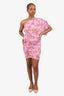 Isabel Marant Pink Floral Print One Shoulder Dress Size 38