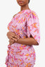 Isabel Marant Pink Floral Print One Shoulder Dress Size 38