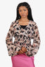 Caroline Constas Multicolor Silk Smocked Sheer Blouse Size M