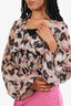 Caroline Constas Multicolor Silk Smocked Sheer Blouse Size M