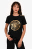 Balmain Black/Gold Cotton Logo Button Detail T-Shirt Size XS