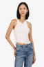 Jonathan Simkhai White Ribbed Knit Asymmetrical Tank Top Size M