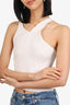 Jonathan Simkhai White Ribbed Knit Asymmetrical Tank Top Size M