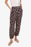 Gucci Black/Pink Silk Bulldog Print Trousers Size 42