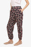 Gucci Black/Pink Silk Bulldog Print Trousers Size 42