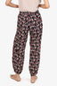 Gucci Black/Pink Silk Bulldog Print Trousers Size 42