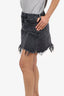 Alexander Wang Black Denim Distressed Mini Skirt Size 25