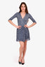 Diane Von Fustenberg Navy/White Floral Print Long Sleeve Wrap Dress Size 0