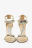 Jimmy Choo Gold Crystal Embellished Escape T-Strap Sandals Size 37.5