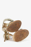 Jimmy Choo Gold Crystal Embellished Escape T-Strap Sandals Size 37.5