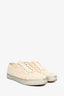 Pre-Loved Chanel™ Cream/Gold Metallic Tweed Lace Up CC Sneakers Size 37.5