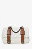 Pre-Loved Chanel™ 2010-11 White/Brown Quilted Calfskin In the Mix Messenger Bag