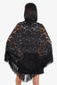 Valentino Black Fringed Lace Poncho Size S