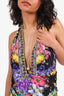 Camilla Black/Multicolour Floral Print Halter Neck One Piece Bodysuit Size XL